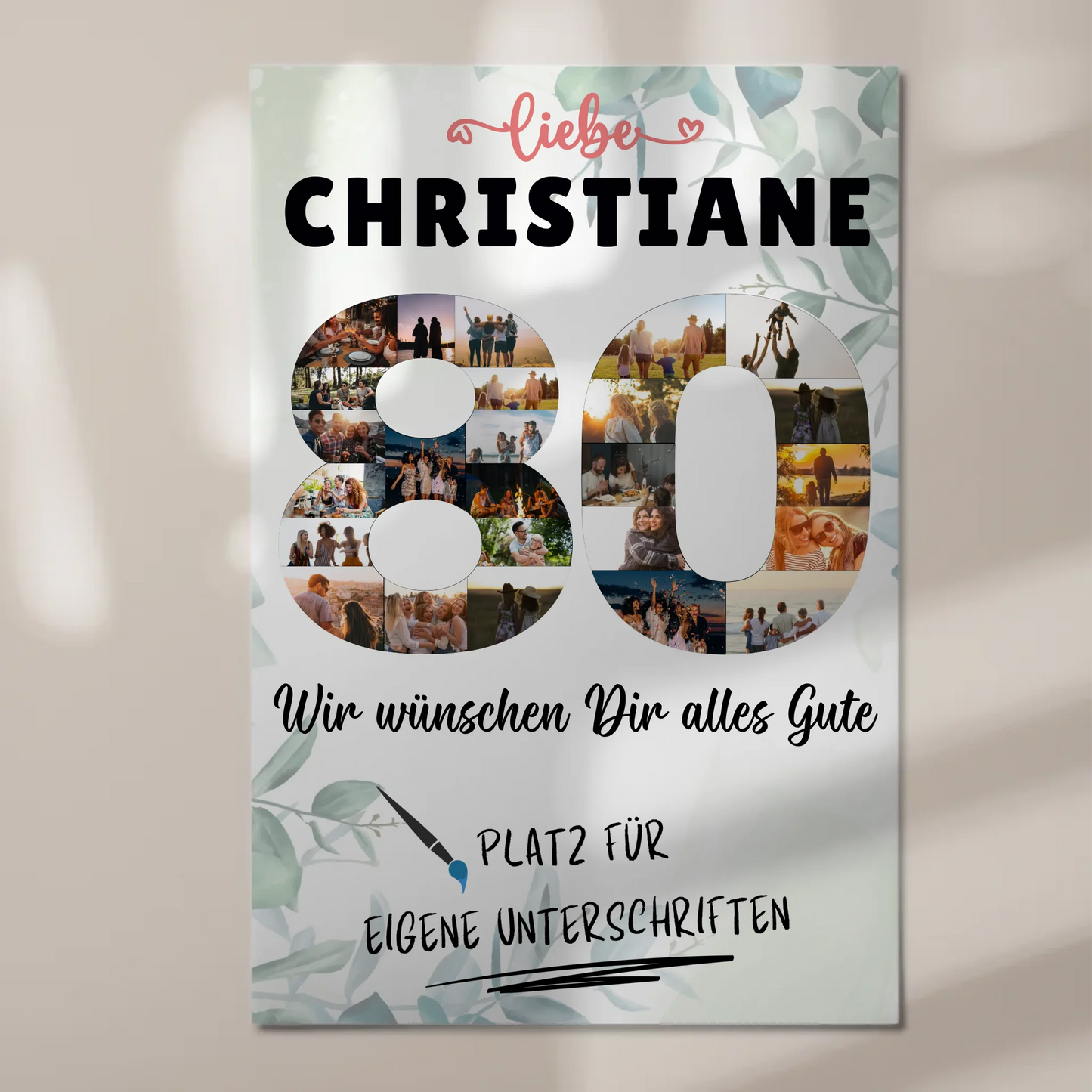 Fotoboard Magnet Poster mit Unterschriften 80 Geburtstag