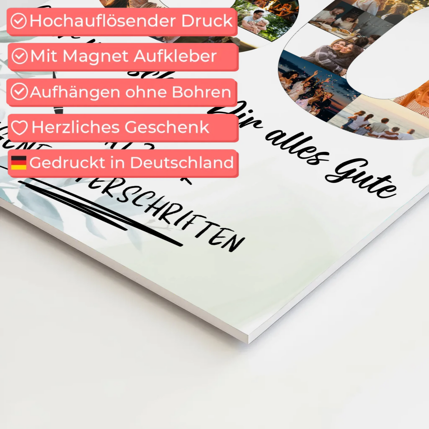 Fotoboard Magnet Poster mit Unterschriften 80 Geburtstag