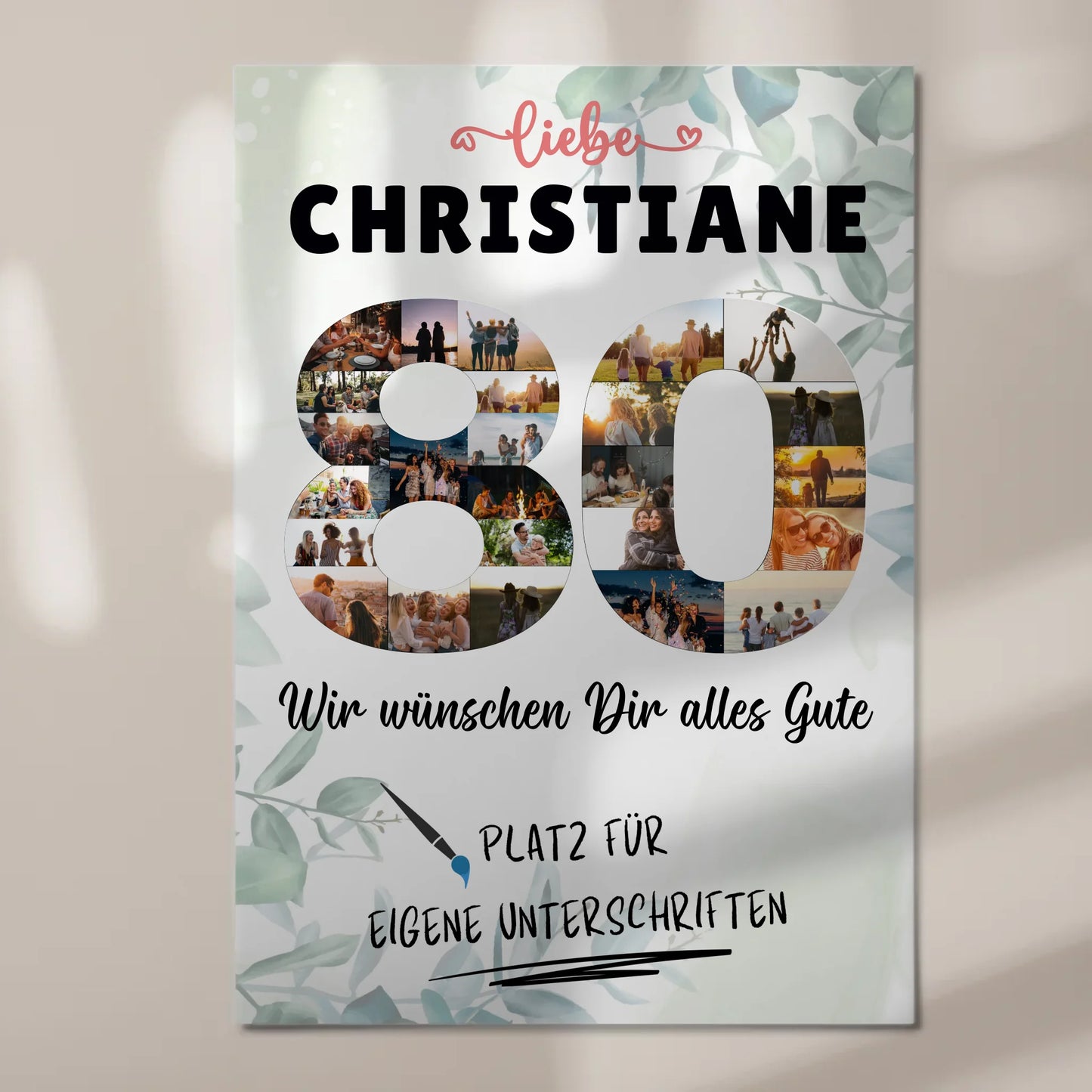 Fotoboard Magnet Poster mit Unterschriften 80 Geburtstag