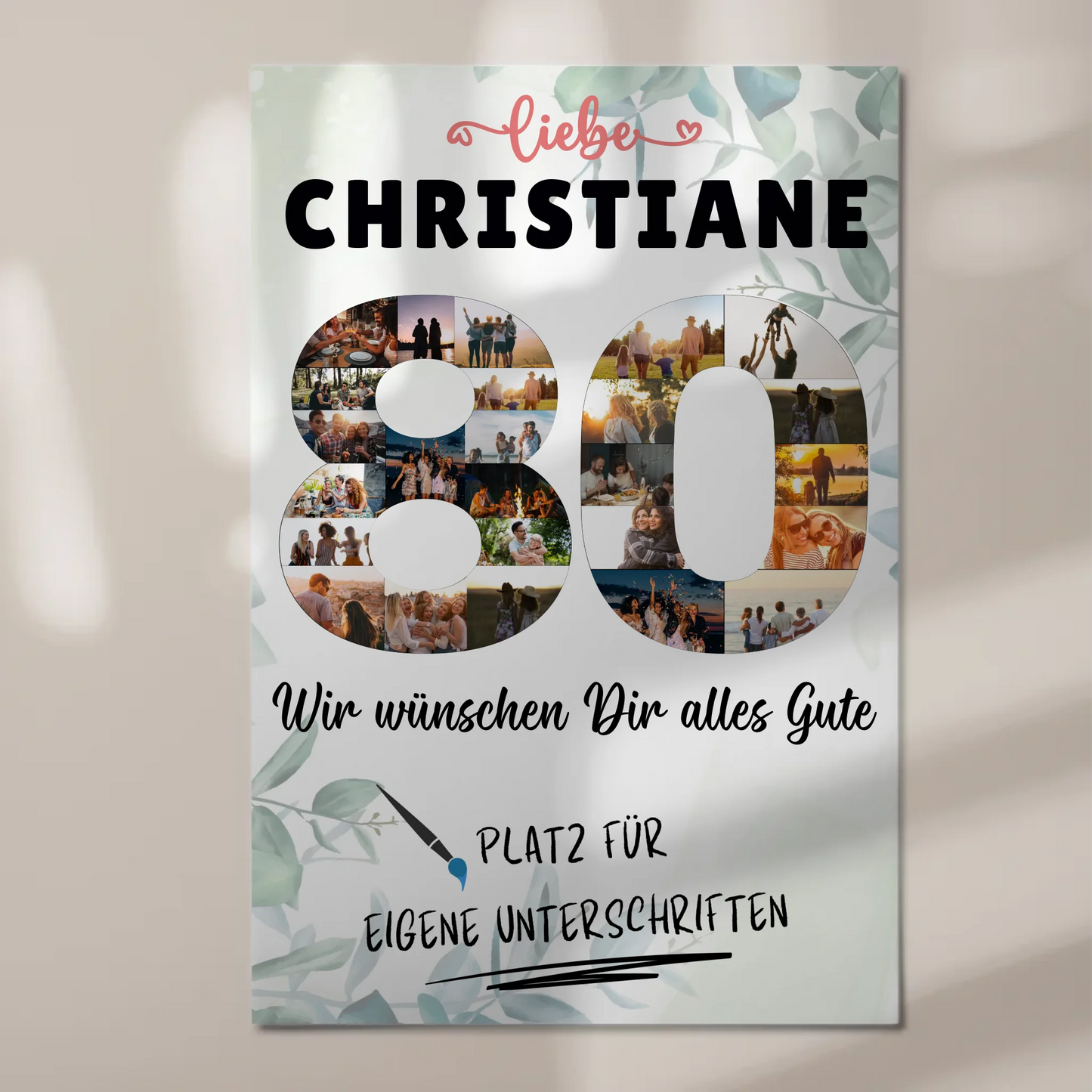 Fotoboard Magnet Poster mit Unterschriften 80 Geburtstag