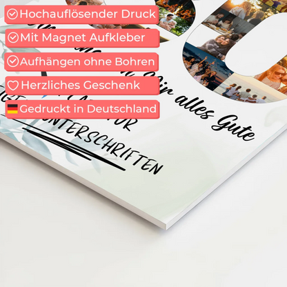 Fotoboard Magnet Poster mit Unterschriften 80 Geburtstag