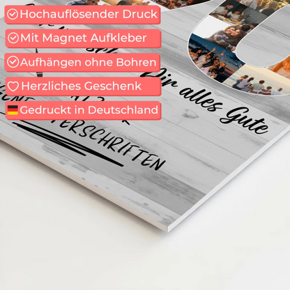 Fotoboard Poster magnetisch mit Wunschtext 90 Geburtstag Oma Mama