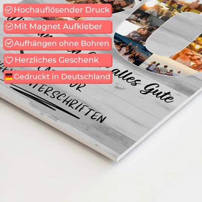 Fotoboard Poster magnetisch mit Wunschtext 90 Geburtstag Oma Mama