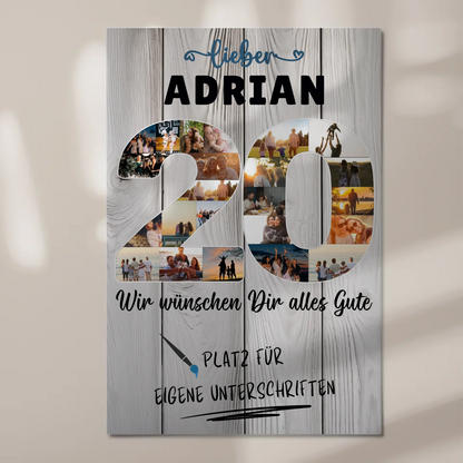 Magnet Poster mit Wunschtext 20 Geburtstag Bruder Sohn