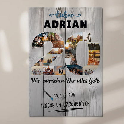 Magnet Poster mit Wunschtext 20 Geburtstag Bruder Sohn