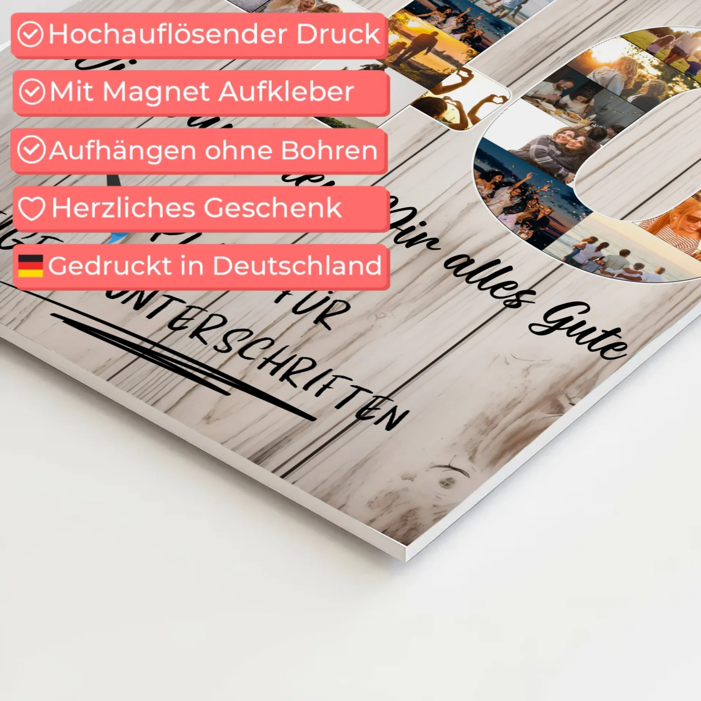 Magnetisches Fotoboard Poster mit Wunschtext 40 Geburtstag