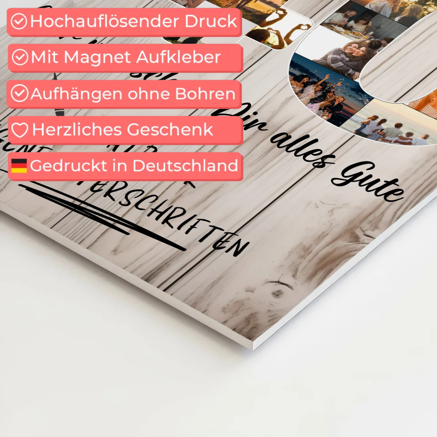 Magnetisches Fotoboard Poster mit Wunschtext 40 Geburtstag