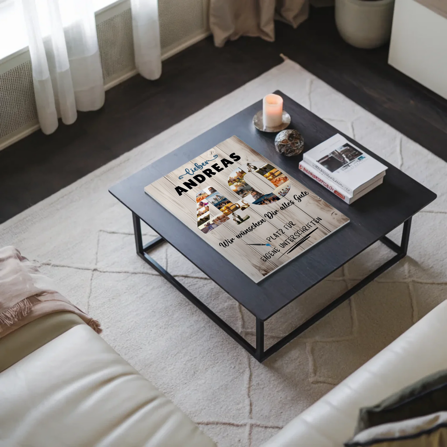 Magnetisches Fotoboard Poster mit Wunschtext 40 Geburtstag