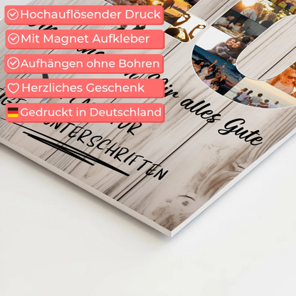 Magnetisches Fotoboard Poster mit Wunschtext 40 Geburtstag