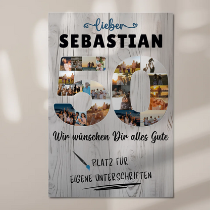 Fotoboard Magnet Poster mit Unterschriften 50 Geburtstag Papa Bruder