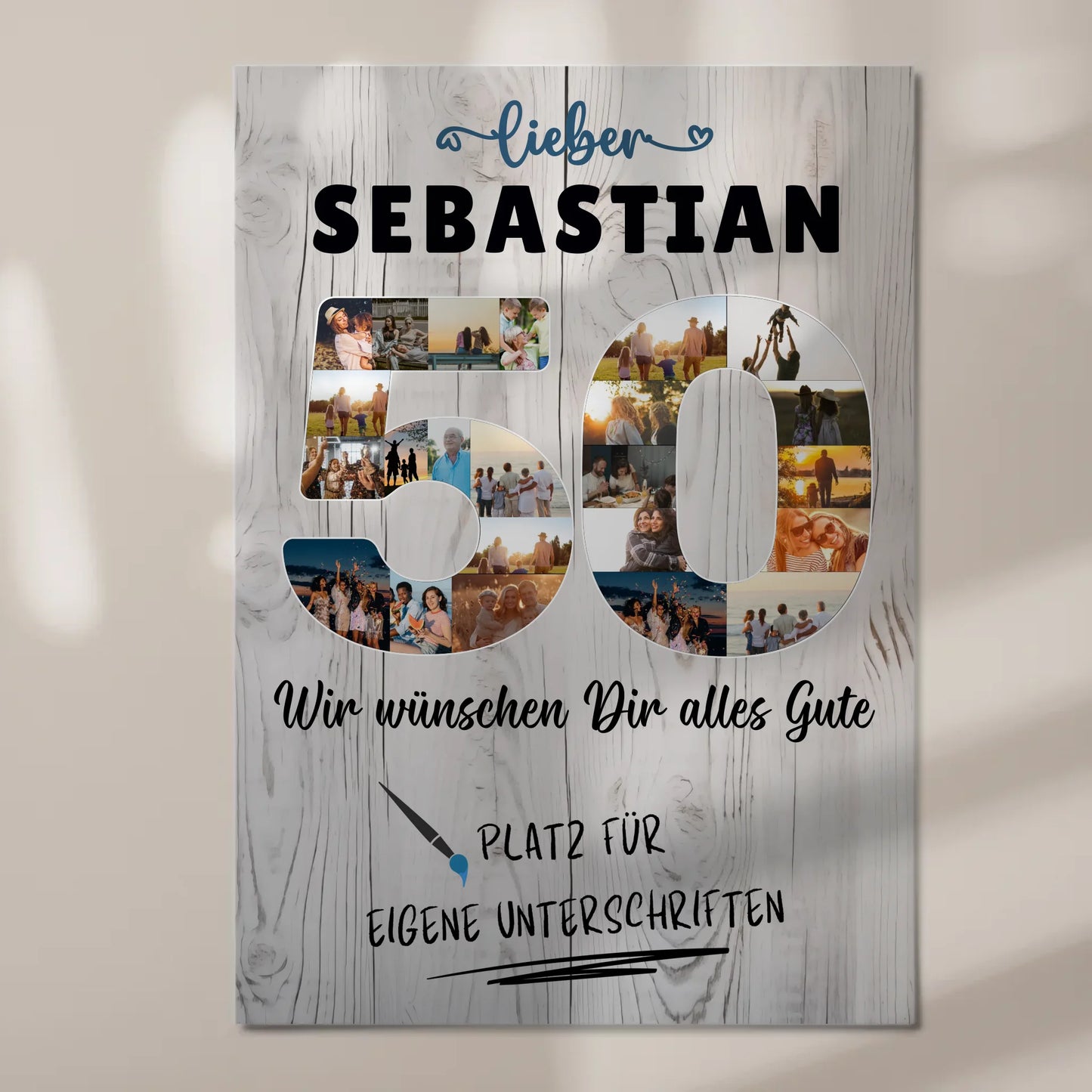 Fotoboard Magnet Poster mit Unterschriften 50 Geburtstag Papa Bruder