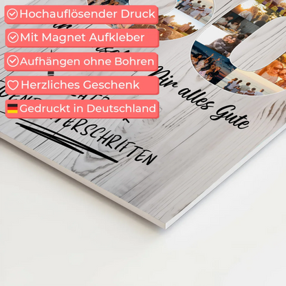 Fotoboard Magnet Poster mit Unterschriften 50 Geburtstag Papa Bruder