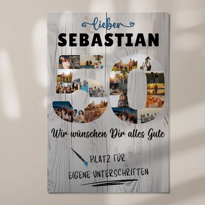 Fotoboard Magnet Poster mit Unterschriften 50 Geburtstag Papa Bruder