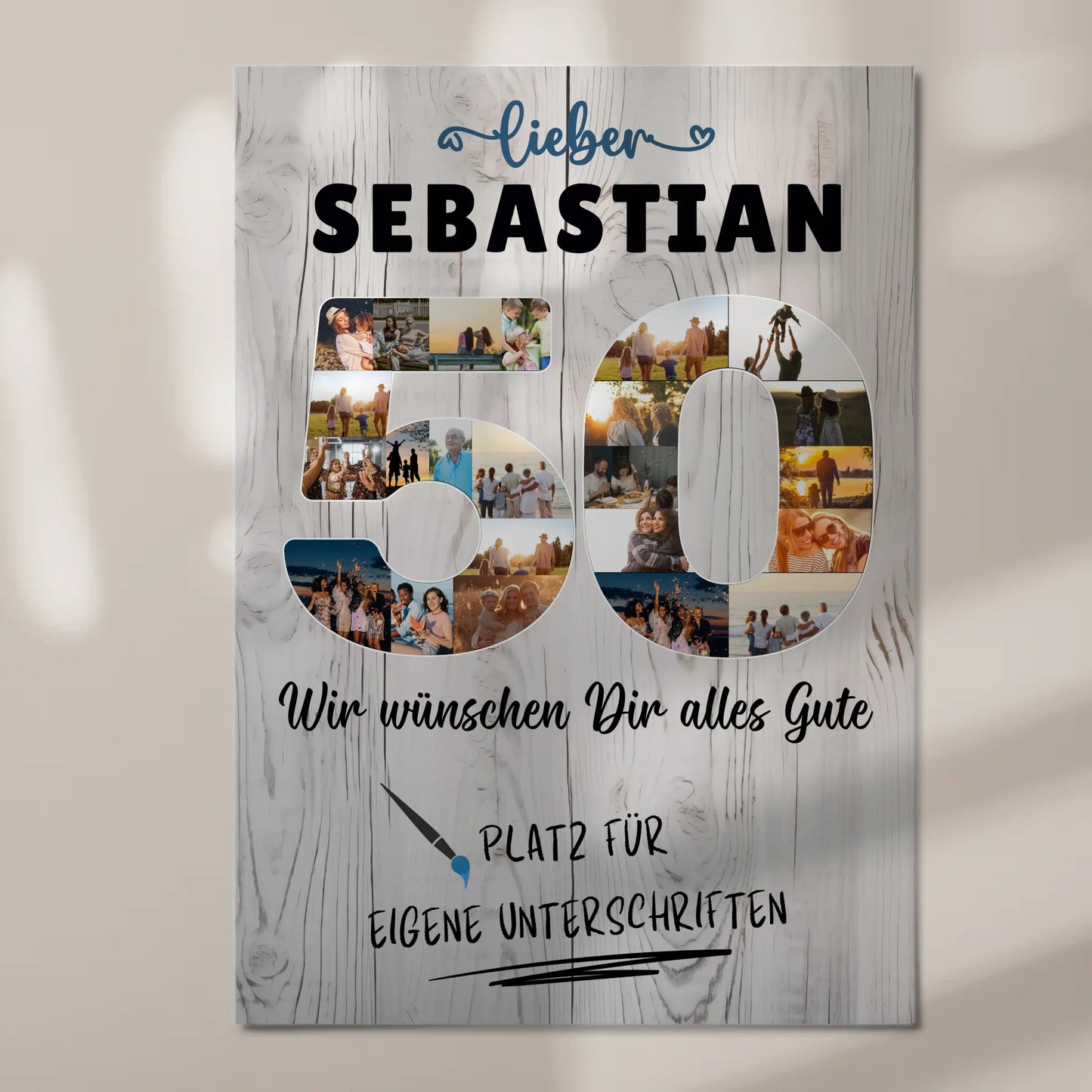 Fotoboard Magnet Poster mit Unterschriften 50 Geburtstag Papa Bruder