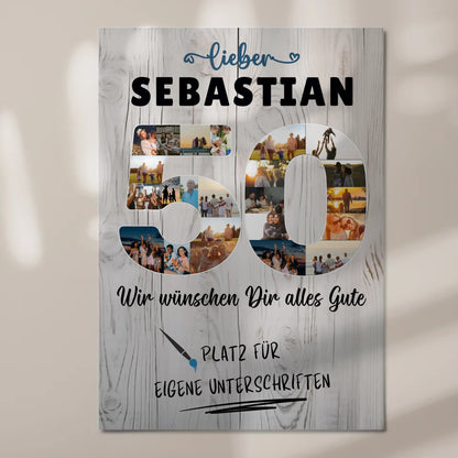 Fotoboard Magnet Poster mit Unterschriften 50 Geburtstag Papa Bruder