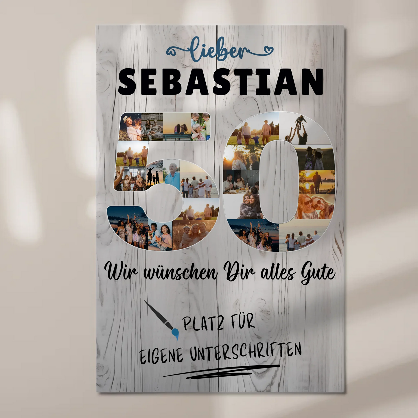 Fotoboard Magnet Poster mit Unterschriften 50 Geburtstag Papa Bruder
