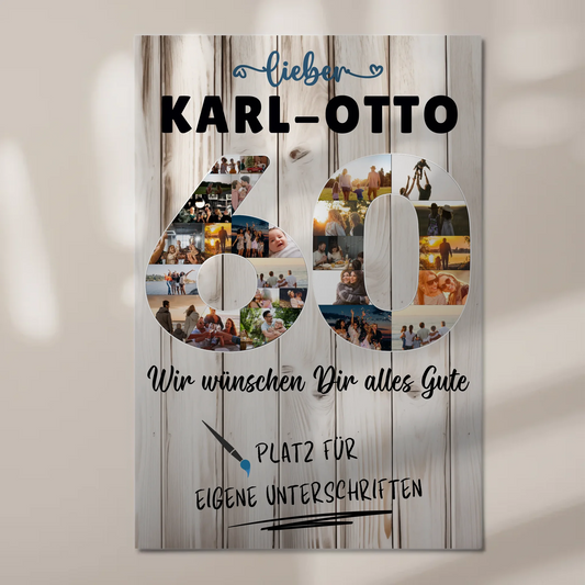 Fotoboard Poster magnetisch mit Wunschtext 60 Geburtstag