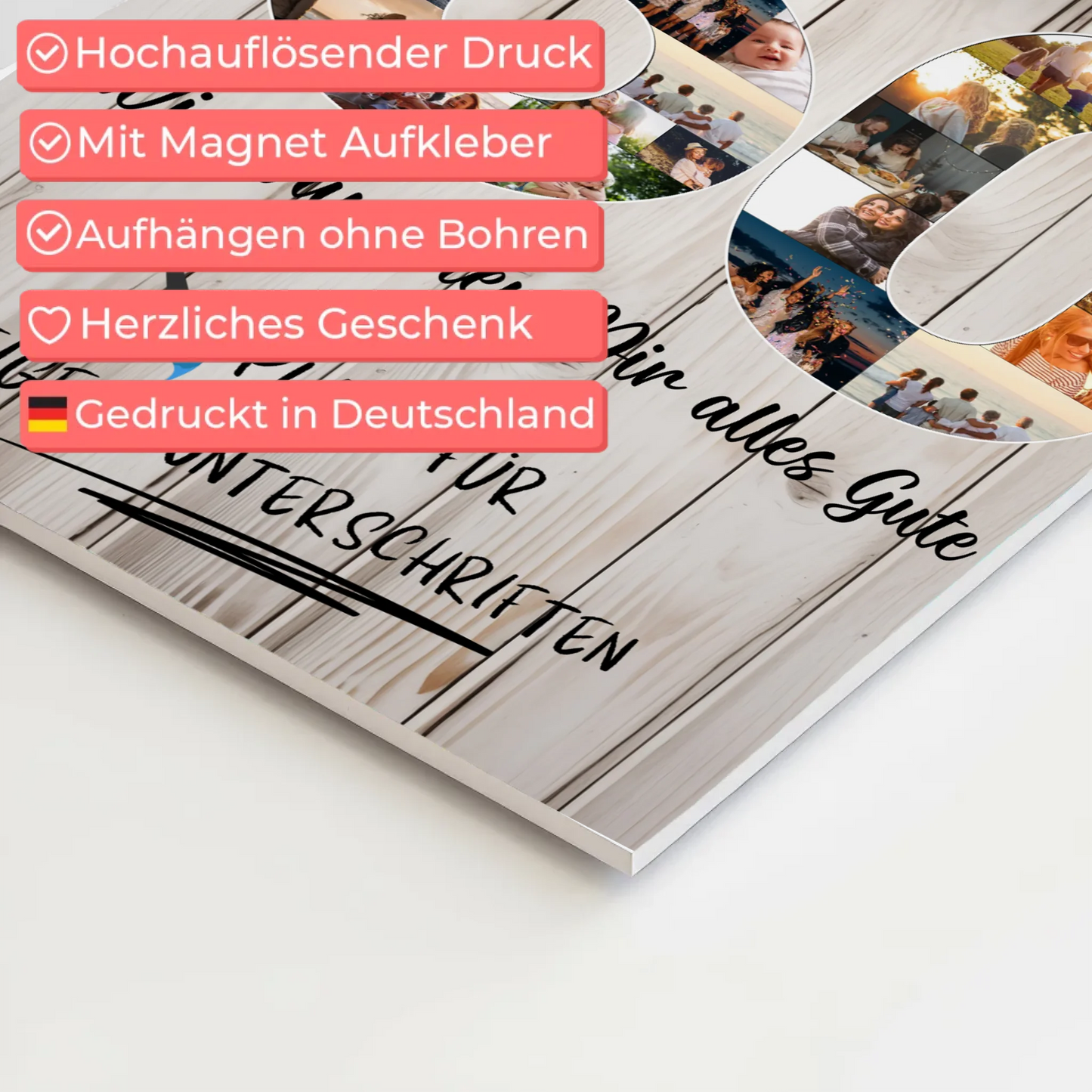 Fotoboard Poster magnetisch mit Wunschtext 60 Geburtstag