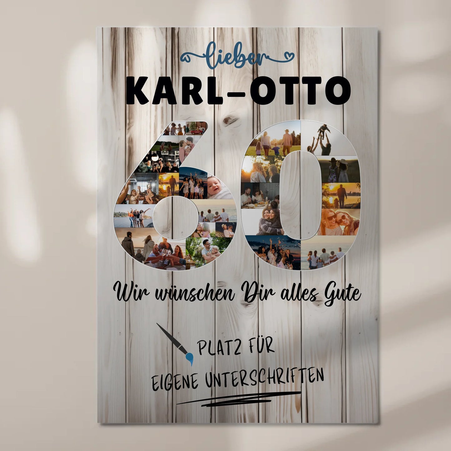 Fotoboard Poster magnetisch mit Wunschtext 60 Geburtstag