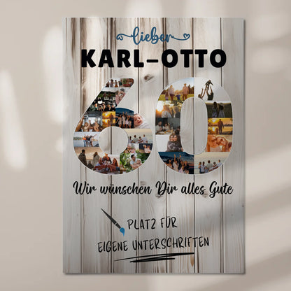 Fotoboard Poster magnetisch mit Wunschtext 60 Geburtstag