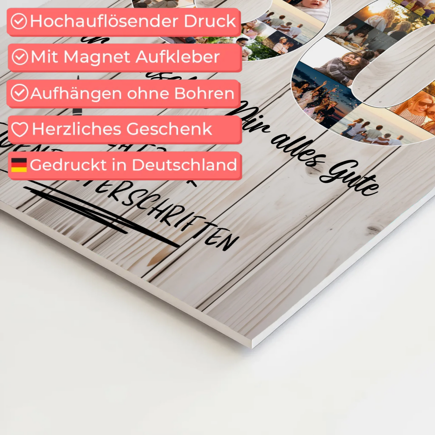 Fotoboard Poster magnetisch mit Wunschtext 60 Geburtstag