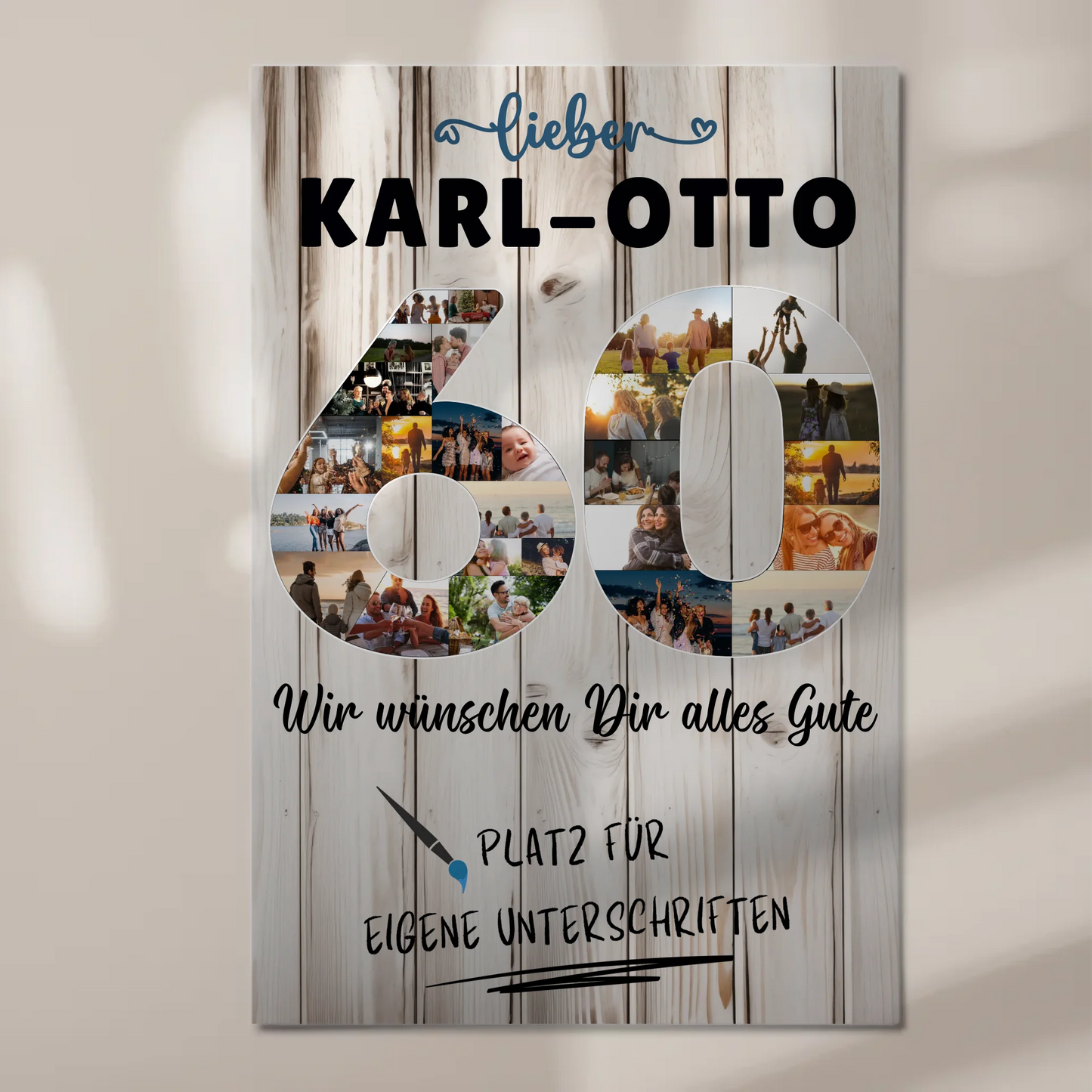 Fotoboard Poster magnetisch mit Wunschtext 60 Geburtstag