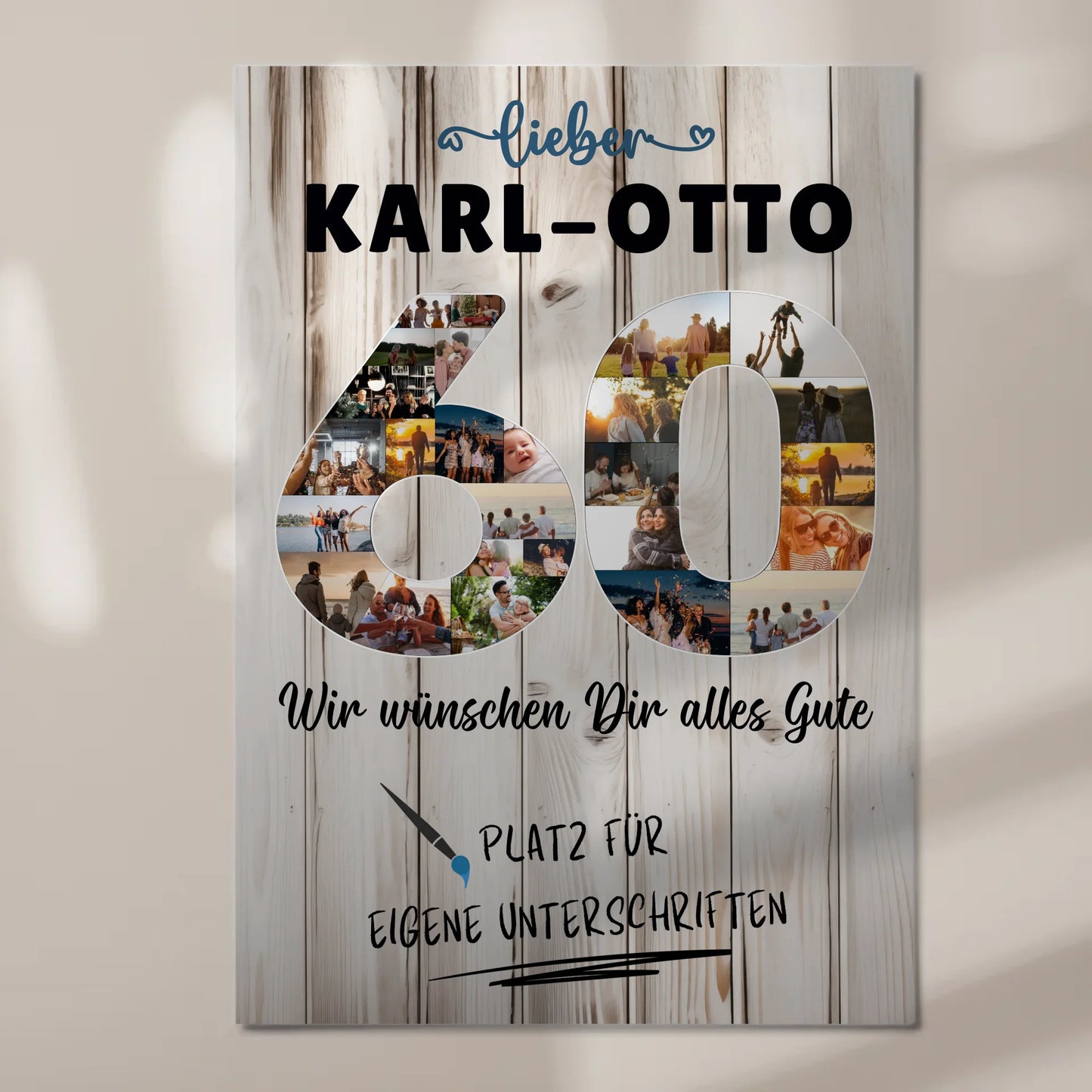 Fotoboard Poster magnetisch mit Wunschtext 60 Geburtstag