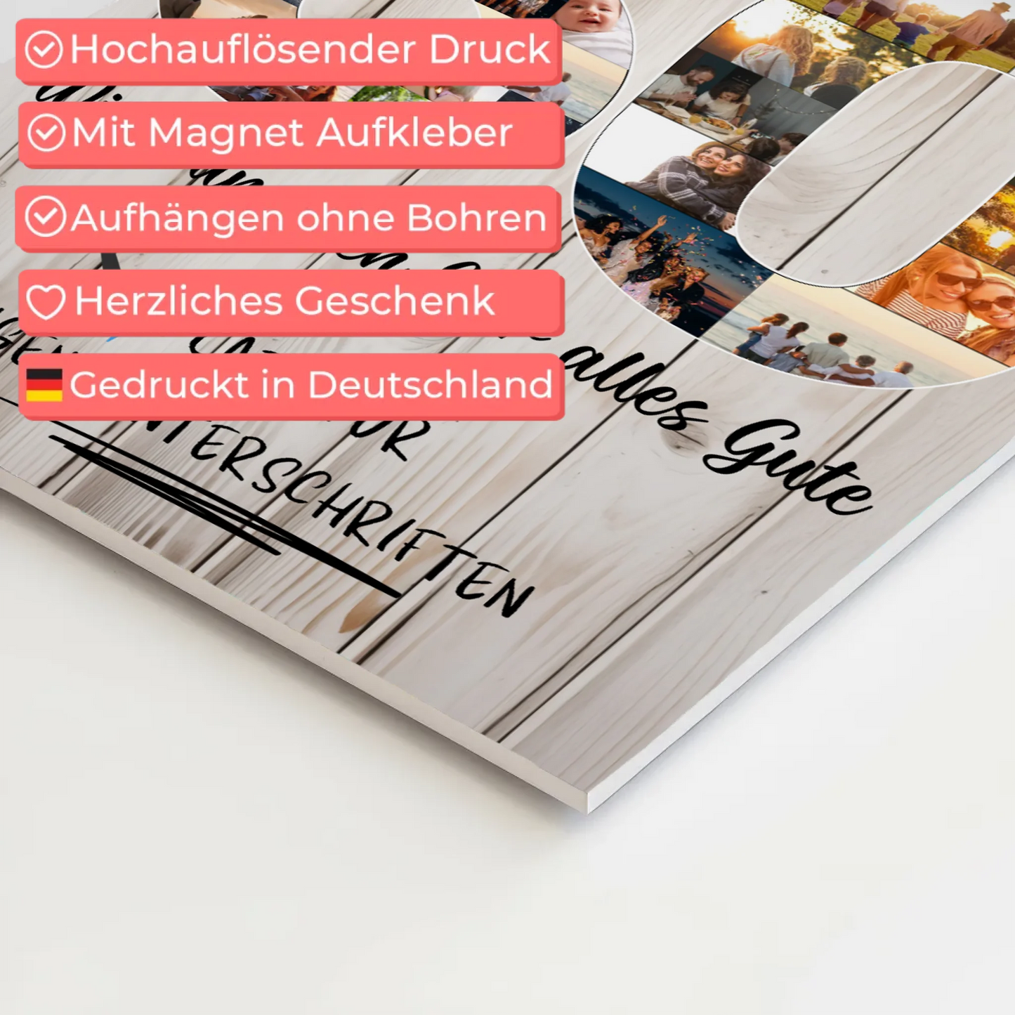 Fotoboard Poster magnetisch mit Wunschtext 60 Geburtstag