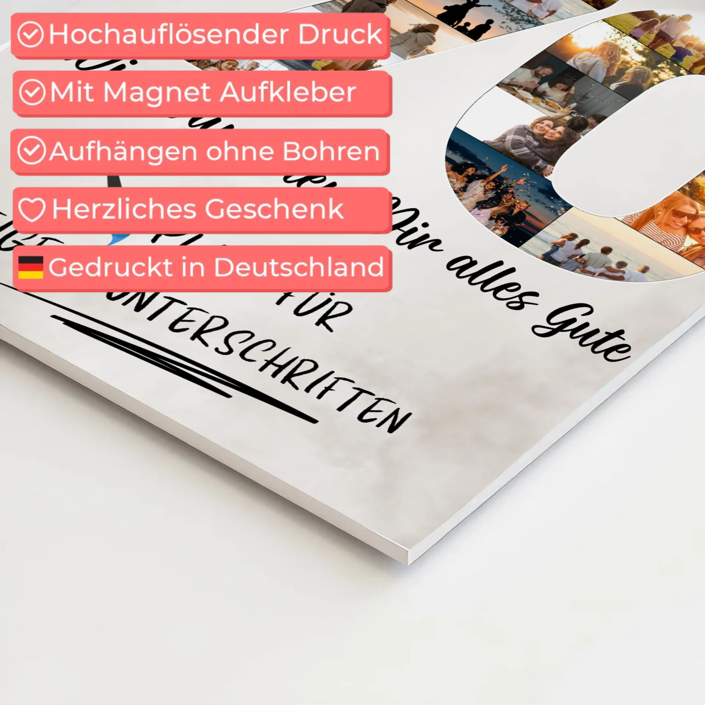 Magnetisches Fotoboard mit Unterschriften 70 Geburtstag Opa Papa