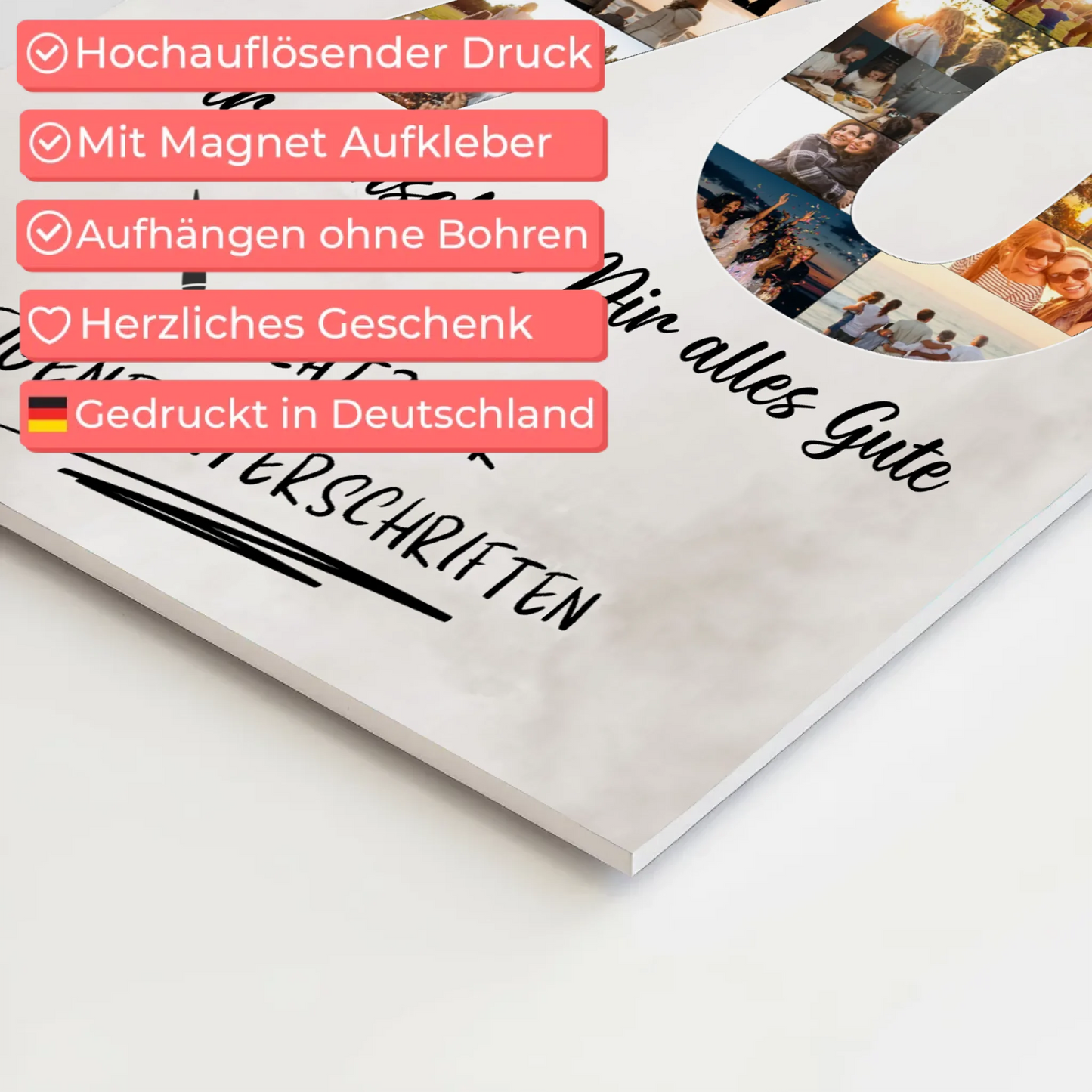 Magnetisches Fotoboard mit Unterschriften 70 Geburtstag Opa Papa