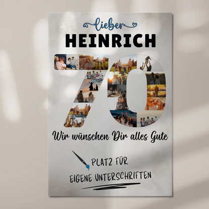 Magnetisches Fotoboard mit Unterschriften 70 Geburtstag Opa Papa