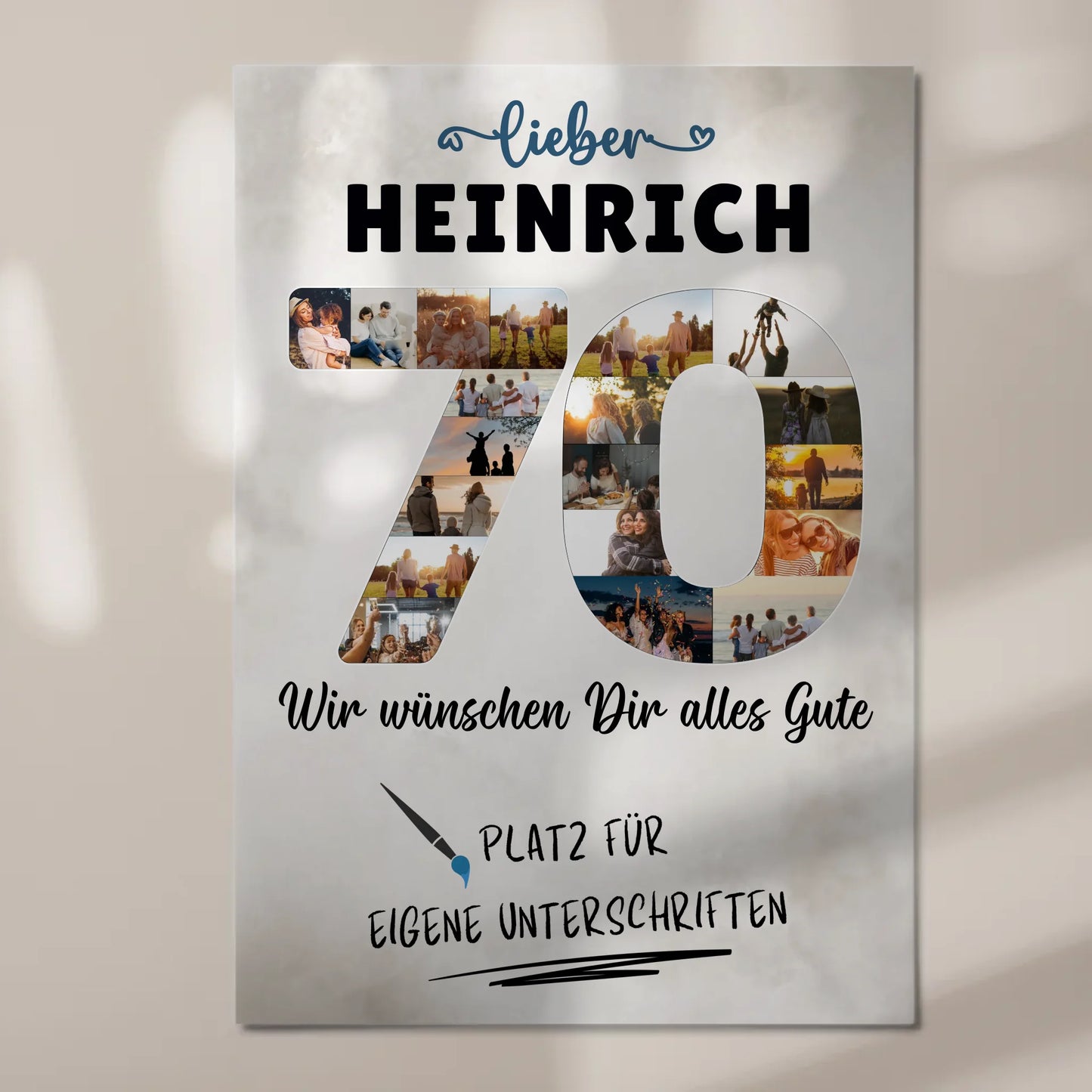 Magnetisches Fotoboard mit Unterschriften 70 Geburtstag Opa Papa