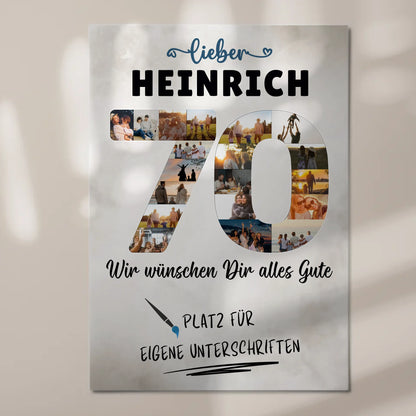 Magnetisches Fotoboard mit Unterschriften 70 Geburtstag Opa Papa