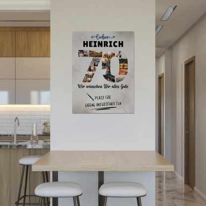 Magnetisches Fotoboard mit Unterschriften 70 Geburtstag Opa Papa