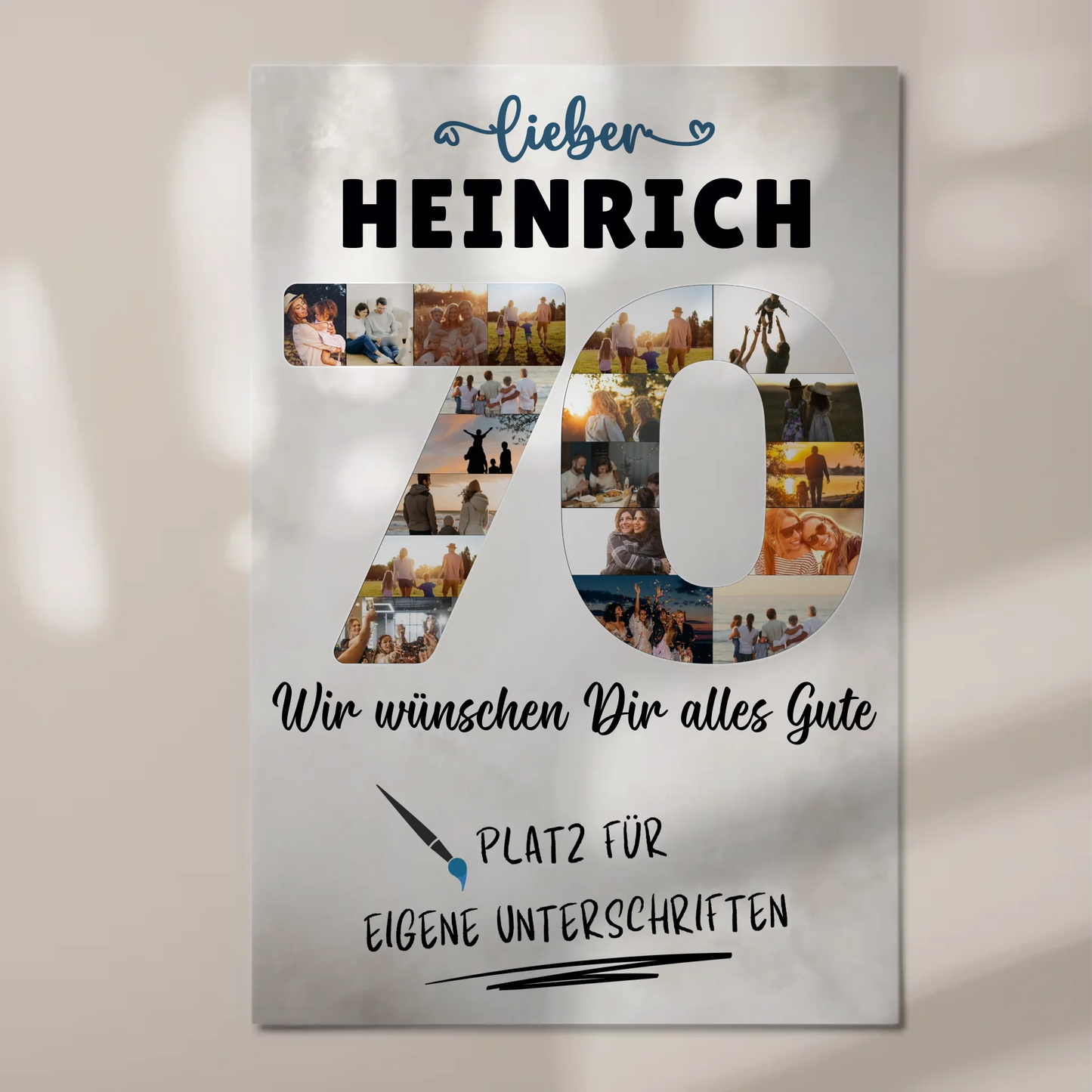 Magnetisches Fotoboard mit Unterschriften 70 Geburtstag Opa Papa