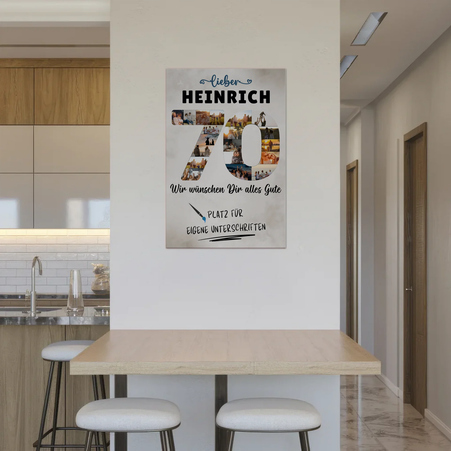 Magnetisches Fotoboard mit Unterschriften 70 Geburtstag Opa Papa