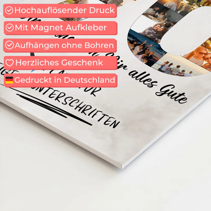 Magnetisches Fotoboard mit Unterschriften 70 Geburtstag Opa Papa