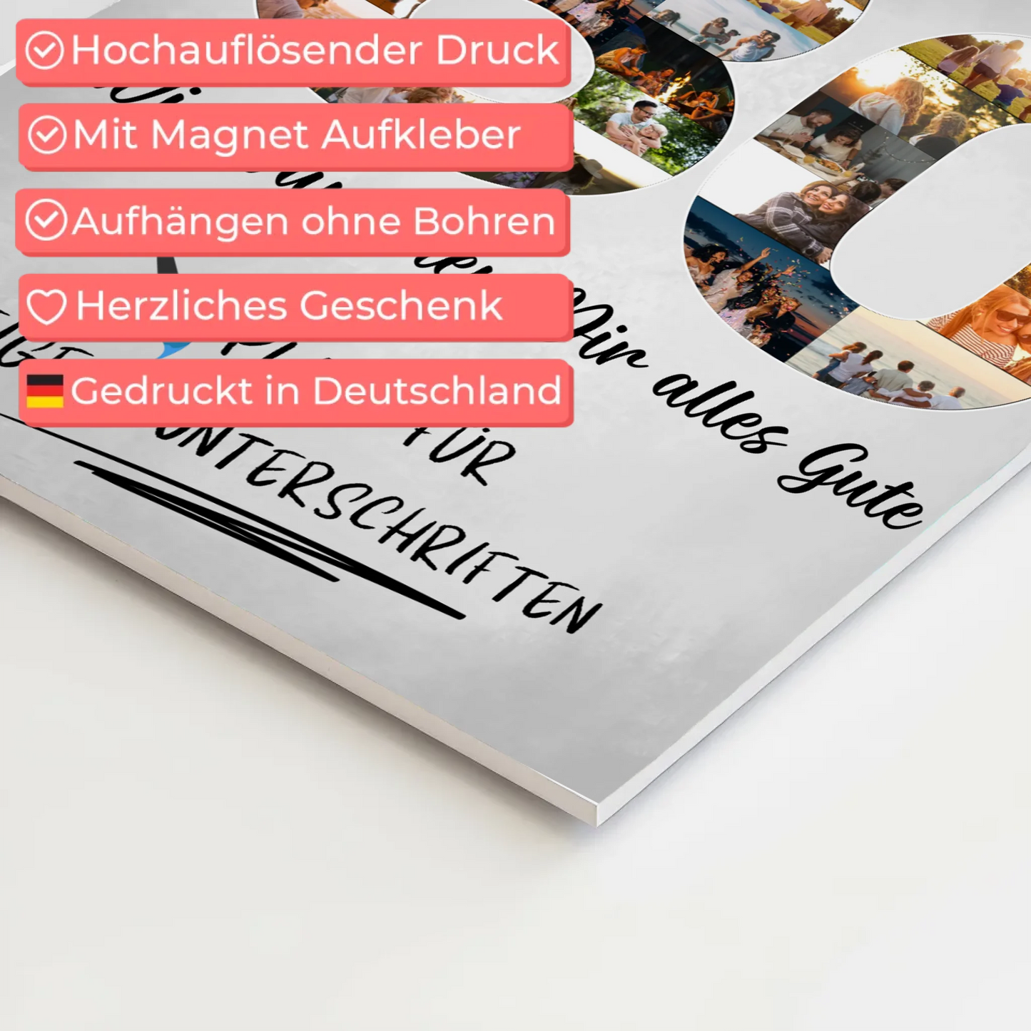 Magnet Poster mit Wunschtext 80 Geburtstag Opa Papa