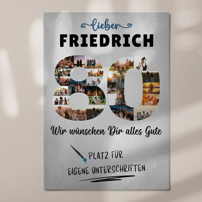 Magnet Poster mit Wunschtext 80 Geburtstag Opa Papa