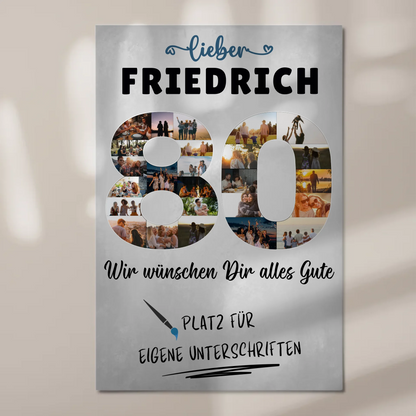 Magnet Poster mit Wunschtext 80 Geburtstag Opa Papa