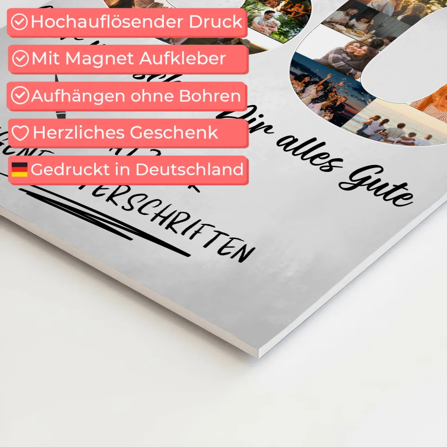 Magnet Poster mit Wunschtext 80 Geburtstag Opa Papa