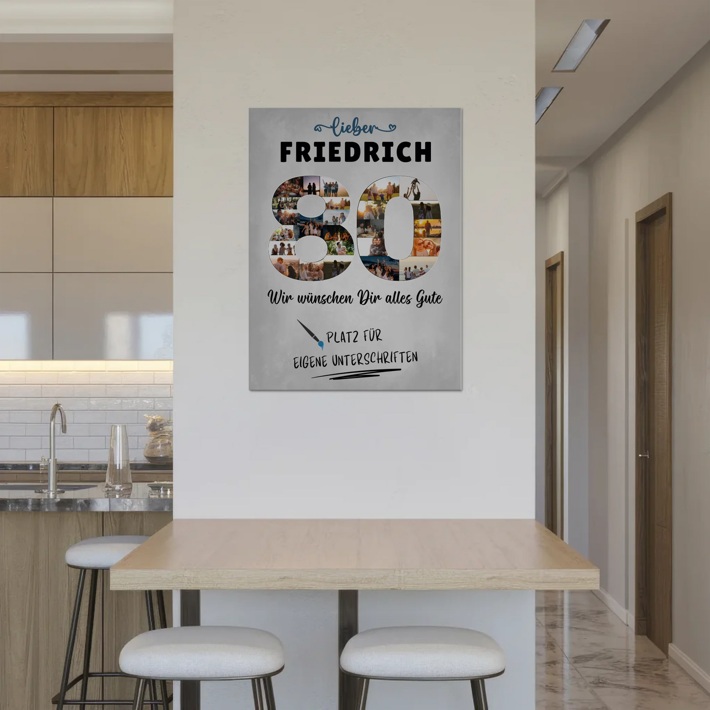 Magnet Poster mit Wunschtext 80 Geburtstag Opa Papa