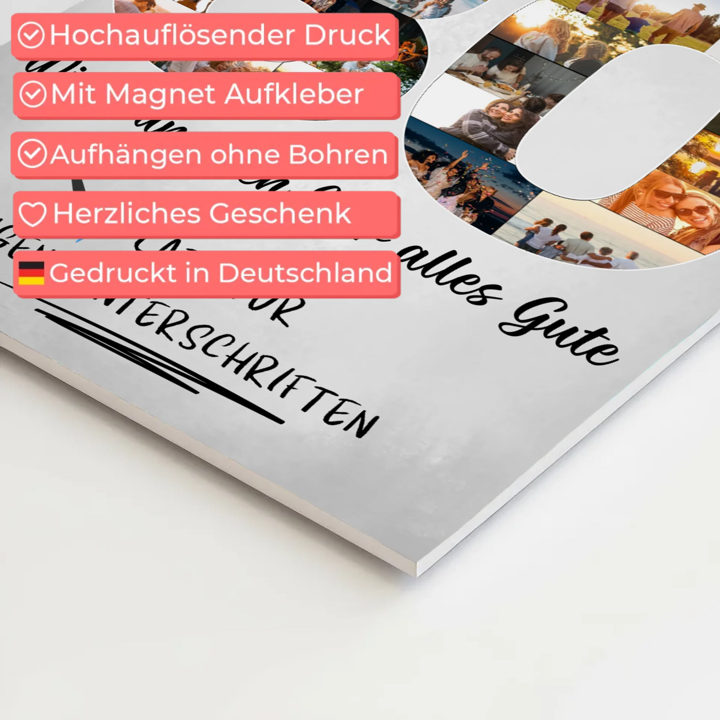 Magnet Poster mit Wunschtext 80 Geburtstag Opa Papa