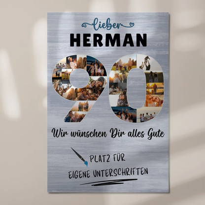 Magnet Wandbild mit Unterschriften 90 Geburtstag Opa Papa