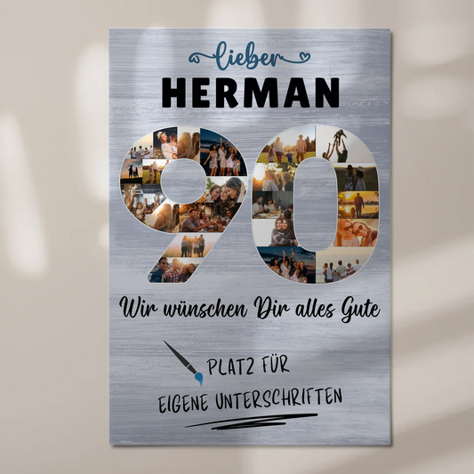 Magnet Wandbild mit Unterschriften 90 Geburtstag Opa Papa