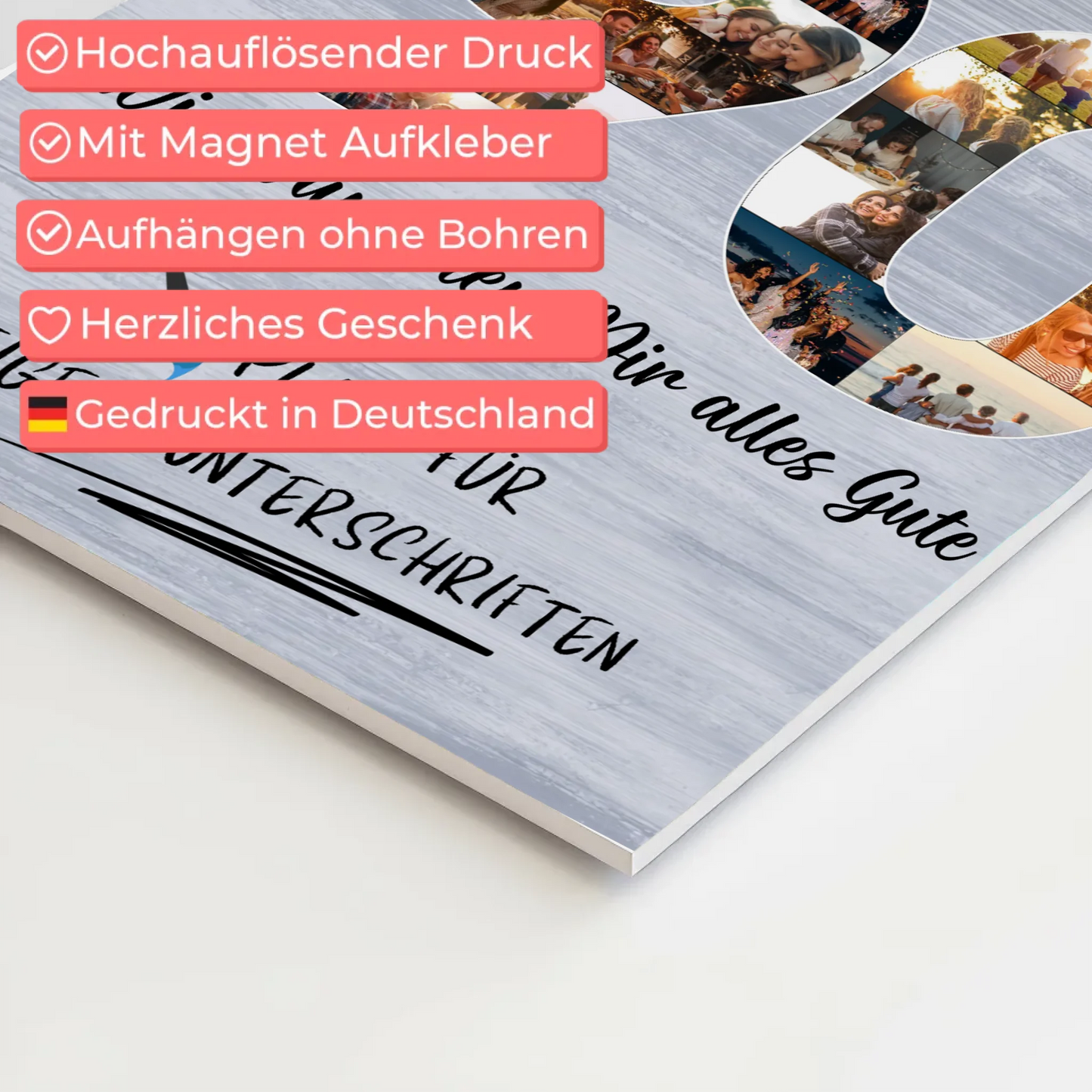 Magnet Wandbild mit Unterschriften 90 Geburtstag Opa Papa