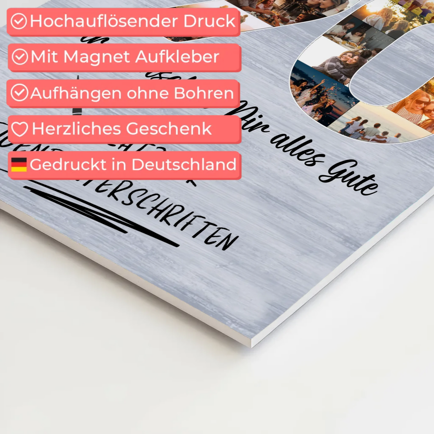 Magnet Wandbild mit Unterschriften 90 Geburtstag Opa Papa