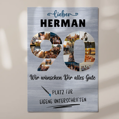 Magnet Wandbild mit Unterschriften 90 Geburtstag Opa Papa