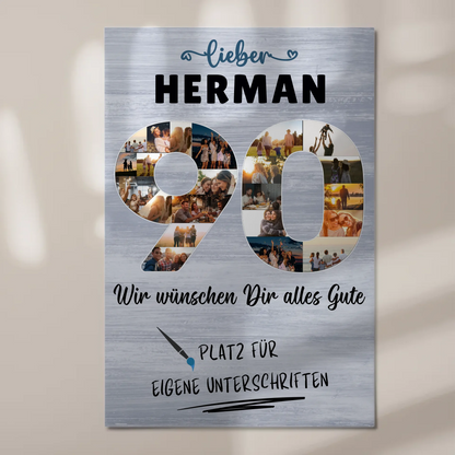 Magnet Wandbild mit Unterschriften 90 Geburtstag Opa Papa