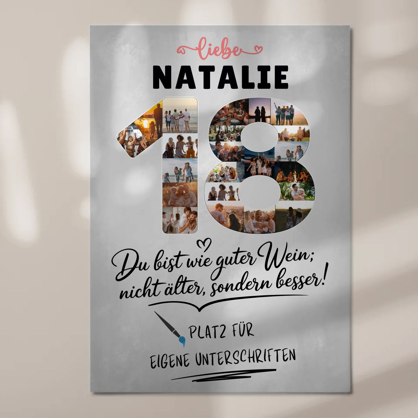 Magnetisches Fotoboard Poster mit Wunschtext und Namen